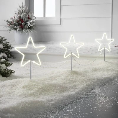 3pc Christmas LED Neon Star Novelty Pathway Marker - Wondershop™ 1 3pc Christmas LED Neon Star Novelty Pathway Marker - Wondershop™
