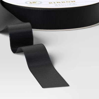 18' Christmas Fabric Ribbon Black Grosgrain - Wondershop™ 2 18' Christmas Fabric Ribbon Black Grosgrain - Wondershop™ - Image 2
