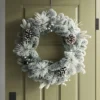 28" Flocked Mixed Greenery With Berries And Pinecones Artificial Christmas Wreath - Wondershop™