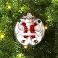 Christmas Glass Santa In Snow Ornament - Wondershop™