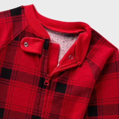 Baby Plaid Ribbed Holiday Matching Family Footed Pajama - Wondershop™ Red/Black 2 Baby Plaid Ribbed Holiday Matching Family Footed Pajama - Wondershop™ Red/Black - Image 2