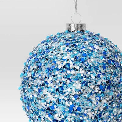4" Christmas Chunkey Glitter Ball Ornament Dark Blue - Wondershop™ 2 4" Christmas Chunkey Glitter Ball Ornament Dark Blue - Wondershop™ - Image 2