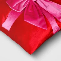 16" Christmas Red Square Pillow With Hot Pink Bow - Wondershop™ -Wondershop Sales GUEST 0e278215 0c7b 4890 9e4b 9aa29c0aa50c
