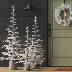 Pre-lit Flocked Balsam Fir Artificial Christmas Tree With Basket Base Warm White LED Lights - Wondershop™