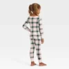 Toddler Plaid Ribbed Long Sleeve Shirt And Pants Holiday Matching Family Pajama Set - Wondershop™ Cream