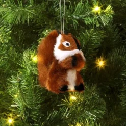 4" Christmas Faux Fur Animals Squirrel Ornament - Wondershop™