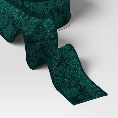 15' Christmas Legacy Luxe Premium Ribbon Dark Green Velvet - Wondershop™ 2 15' Christmas Legacy Luxe Premium Ribbon Dark Green Velvet - Wondershop™ - Image 2