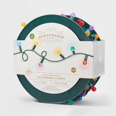 150ct LED Faceted Sphere Christmas String Lights Spool With Green Wire - Wondershop™ 3 150ct LED Faceted Sphere Christmas String Lights Spool With Green Wire - Wondershop™ - Image 3