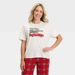 Women's "Tis The Season" Short Sleeve Holiday Matching Family Pajama Shirt - Wondershop™ Cream -Wondershop Sales GUEST 13acf46f 14c2 4bee 9a32 704fa68536c1