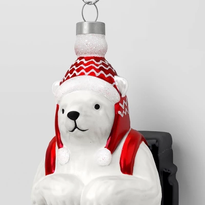 Christmas Glass Delivery Bear Ornament - Wondershop™ 2 Christmas Glass Delivery Bear Ornament - Wondershop™ - Image 2
