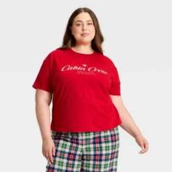 Women's "Cabin Crew" Short Sleeve Holiday Matching Family Pajama Shirt - Wondershop™ Red -Wondershop Sales GUEST 1ba46f95 96f0 45df 9eb4 4d4f4d036da5