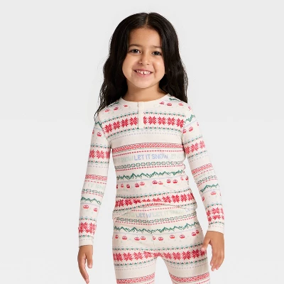 Toddler "Let It Snow" Fair Isle Cozy Knit Long Sleeve Shirt And Pants Holiday Matching Family Pajama Set - Wondershop™ Cream 2 Toddler "Let It Snow" Fair Isle Cozy Knit Long Sleeve Shirt And Pants Holiday Matching Family Pajama Set - Wondershop™ Cream - Image 2