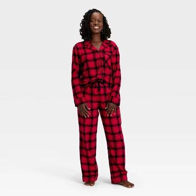 Women's Plaid Flannel Long Sleeve Shirt And Pants Holiday Matching Family Pajama Set - Wondershop™ Red/Black 4 Women's Plaid Flannel Long Sleeve Shirt And Pants Holiday Matching Family Pajama Set - Wondershop™ Red/Black - Image 4