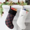 20" Christmas Striped Faux Fur Stocking White - Wondershop™