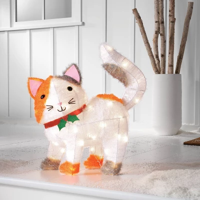Incandescent Tinsel Calico Cat Christmas Novelty Sculpture Light With Clear Color Light Bulb - Wondershop™ 1 Incandescent Tinsel Calico Cat Christmas Novelty Sculpture Light With Clear Color Light Bulb - Wondershop™