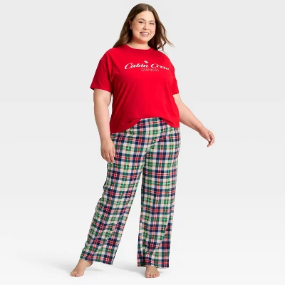 Women's Plaid Microfleece Holiday Matching Family Pajama Pants - Wondershop™ Cream 2 Women's Plaid Microfleece Holiday Matching Family Pajama Pants - Wondershop™ Cream - Image 2