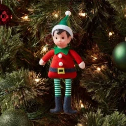 Fabric Elf Child With Braids And Green Hat Christmas Tree Ornament - Wondershop™: Indoor Holiday Decor, Polyester, 9" Height