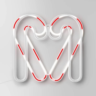 LED Animated Christmas Neon Candy Canes Forming Heart Hangable Sign White/Red - Wondershop™ 2 LED Animated Christmas Neon Candy Canes Forming Heart Hangable Sign White/Red - Wondershop™ - Image 2
