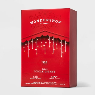 300ct Incandescent Mini Christmas Icicle Lights With White Wire - Wondershop™ 3 300ct Incandescent Mini Christmas Icicle Lights With White Wire - Wondershop™ - Image 3