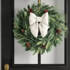 16" Christmas Jumbo Cable Knit Bow Decor White - Wondershop™