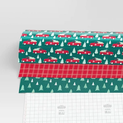 30” 3pk 180 Sq Ft Christmas Wrap Pack Trucks/Plaid/Trees - Wondershop™ 2 30” 3pk 180 Sq Ft Christmas Wrap Pack Trucks/Plaid/Trees - Wondershop™ - Image 2
