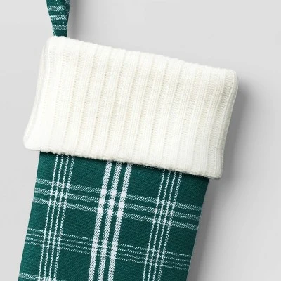 20" Christmas Plaid Stocking With Cuff Green Base - Wondershop™ 2 20" Christmas Plaid Stocking With Cuff Green Base - Wondershop™ - Image 2