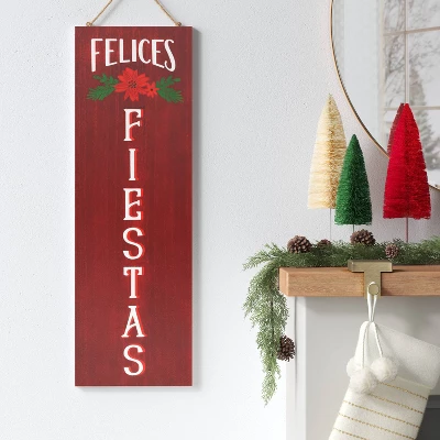 Reversible 'Felices Fiestas' To 'Feliz Navidad' Wood Christmas Wall Décor Dark Red/White - Wondershop™ 2 Reversible 'Felices Fiestas' To 'Feliz Navidad' Wood Christmas Wall Décor Dark Red/White - Wondershop™ - Image 2