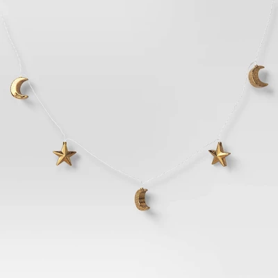 10ct LED Battery Operated Mercury Star And Moon Christmas Indoor/Outdoor Novelty String Lights Warm White With Silver Wire - Wondershop™ 2 10ct LED Battery Operated Mercury Star And Moon Christmas Indoor/Outdoor Novelty String Lights Warm White With Silver Wire - Wondershop™ - Image 2