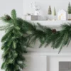 6' Christmas Unlit Icy Glitter Mixed Green With Pinecones Garland - Wondershop™