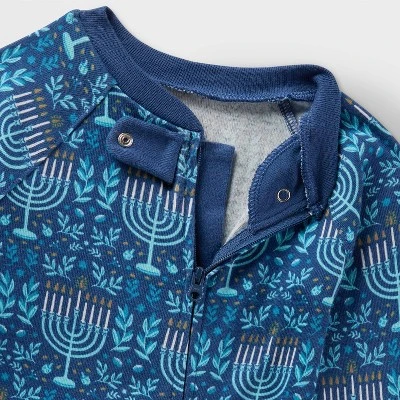 Baby Hanukkah Ribbed Holiday Matching Family Footed Pajama - Wondershop™ Blue 2 Baby Hanukkah Ribbed Holiday Matching Family Footed Pajama - Wondershop™ Blue - Image 2