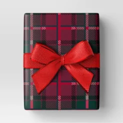 30” 90 Sq Ft Christmas Roll Wrap Tartan Plaid - Wondershop™