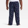 Men's Santa Print Microfleece Holiday Matching Family Pajama Pants - Wondershop™ Navy Blue