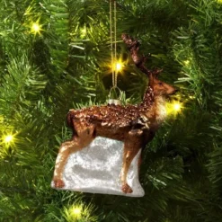 Christmas Brown Glass Reindeer Ornament - Wondershop™