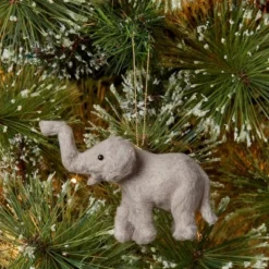 Faux Fur Elephant Christmas Tree Ornament Gray - Wondershop™