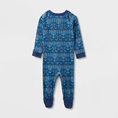 Baby Hanukkah Ribbed Holiday Matching Family Footed Pajama - Wondershop™ Blue 1 Baby Hanukkah Ribbed Holiday Matching Family Footed Pajama - Wondershop™ Blue