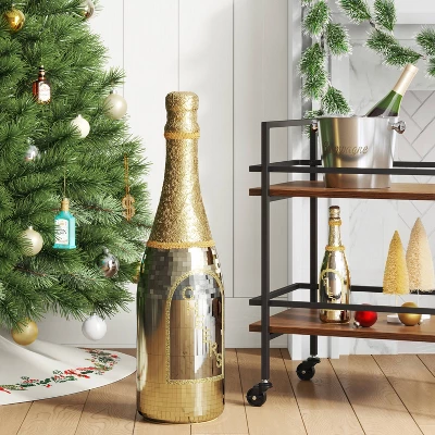 12" Christmas Mirror Champagne Bottle Gold Decor - Wondershop™ 1 12" Christmas Mirror Champagne Bottle Gold Decor - Wondershop™