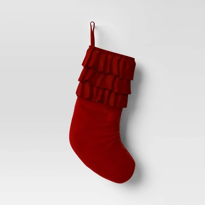 20" Velvet Stocking With Ruffles - Wondershop™ 3 20" Velvet Stocking With Ruffles - Wondershop™ - Image 3