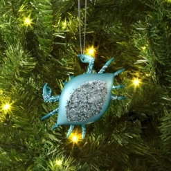 Christmas Glass Crab With Sequin Ornament - Wondershop™