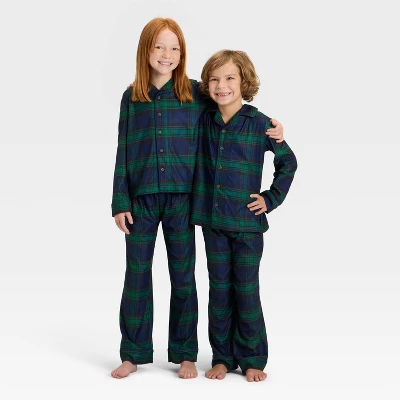 Kids' Plaid Long Sleeve Shirt And Pants Holiday Matching Family Pajama Set - Wondershop™ Navy Blue 5 Kids' Plaid Long Sleeve Shirt And Pants Holiday Matching Family Pajama Set - Wondershop™ Navy Blue - Image 5