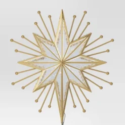 14.5" Lit-Led Gold Starburst Painted Gold Beads Warm White Lights Christmas Tree Topper - Wondershop™ -Wondershop Sales GUEST 72eabfa4 95a9 4bc2 bc16 2d09b95e0a90