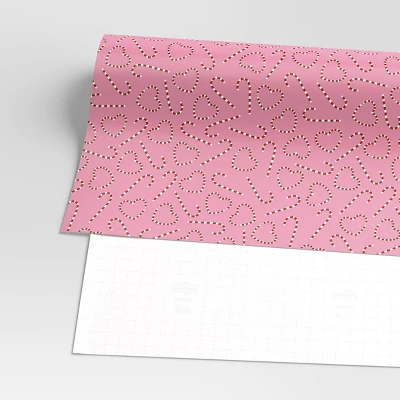 30” 55 Sq Ft Christmas Roll Wrap Red/White Heart/Candy Canes On Pink - Wondershop™ 2 30” 55 Sq Ft Christmas Roll Wrap Red/White Heart/Candy Canes On Pink - Wondershop™ - Image 2