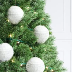 4ct 150mm Christmas Ornament Set White Fringe - Wondershop™