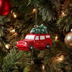 SUV With Tree Christmas Tree Ornament Red - Wondershop™