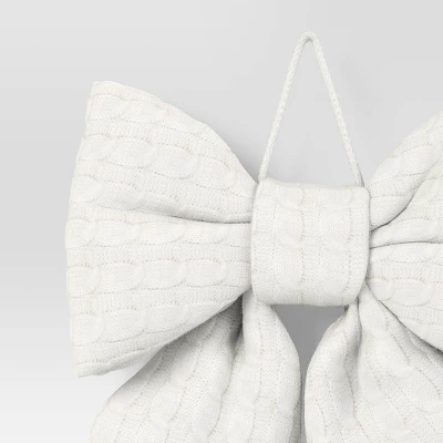 16" Christmas Jumbo Cable Knit Bow Decor White - Wondershop™ 2 16" Christmas Jumbo Cable Knit Bow Decor White - Wondershop™ - Image 2