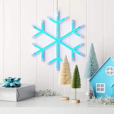 LED Battery Operated Christmas Neon Snowflake Hangable Sign Blue - Wondershop™ 1 LED Battery Operated Christmas Neon Snowflake Hangable Sign Blue - Wondershop™