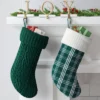 20" Christmas Plaid Stocking With Cuff Green Base - Wondershop™