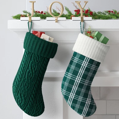20" Christmas Plaid Stocking With Cuff Green Base - Wondershop™ 1 20" Christmas Plaid Stocking With Cuff Green Base - Wondershop™