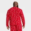 Men's Santa Print Ribbed Long Sleeve Holiday Matching Family Pajama Shirt - Wondershop™ Red