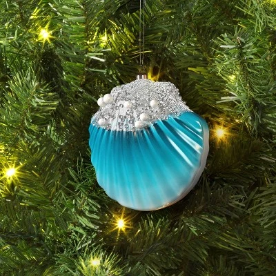 4.25" Christmas Plastic Scallop Ornament Aqua - Wondershop™ 1 4.25" Christmas Plastic Scallop Ornament Aqua - Wondershop™