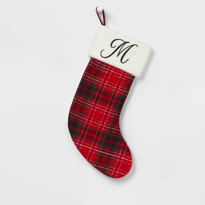 20" Plaid Monogram Christmas Holiday Stocking With Faux Fur Cuff Red/Green/White - Wondershop™ 15 20" Plaid Monogram Christmas Holiday Stocking With Faux Fur Cuff Red/Green/White - Wondershop™ - Image 15